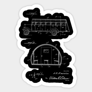 School Bus Vintage Patent Hand Drawing Sticker